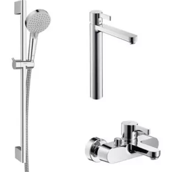 Комплект смесителей Hansgrohe Metris S с душевым гарнитуром, хром (31460000, 31022000, 26275000)