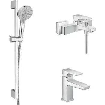 Комплект смесителей Hansgrohe Metropol с душевым гарнитуром, хром (32540000, 32500000, 26275000)
