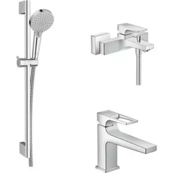 Комплект смесителей Hansgrohe Metropol с душевым гарнитуром, хром (74540000, 74502000, 26275000)