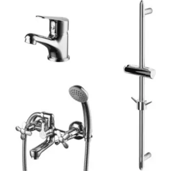 Комплект смесителей Lemark Partner для раковины, ванны, душевой гарнитур, хром (LM6542C, LM6556C, LM8063C)