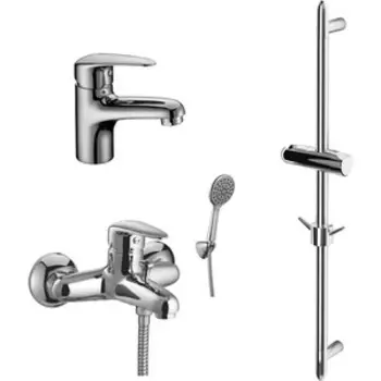 Комплект смесителей Lemark Pramen для раковины, ванны, душевой гарнитур, хром (LM3302C, LM3306C, LM8063C)