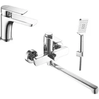 Комплект смесителей Rossinka для раковины и ванны, с ручным душем, хром (RS50-32, RS50-12)