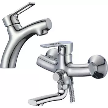 Комплект смесителей Rossinka Silvermix для раковины и ванны, хром (RS43-36, RS43-11U)