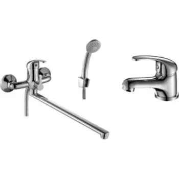 Комплект смесителей Rossinka Silvermix для раковины и ванны, с душем, хром (A35-32, A35-11)