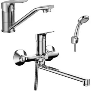 Комплект смесителей Rossinka Silvermix для раковины и ванны, с душем, хром (RS29-33, RS29-22)