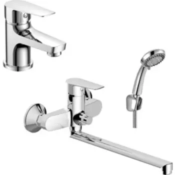 Комплект смесителей Rossinka Silvermix для раковины и ванны, с душем, хром (S35-35, S35-11)