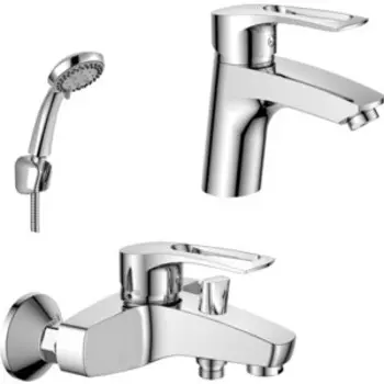 Комплект смесителей Rossinka Silvermix для раковины и ванны, с душем, хром (T40-31, T40-11)