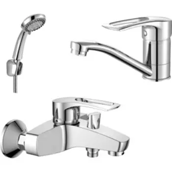 Комплект смесителей Rossinka Silvermix для раковины и ванны, с душем, хром (T40-31, T40-22)