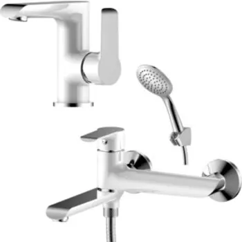 Комплект смесителей Rossinka Silvermix для раковины и ванны, с душем, хром (W35-33, W35-11)