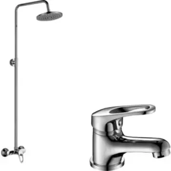 Комплект смесителей Rossinka Silvermix с верхним душем, хром (B35-11, B35-44)