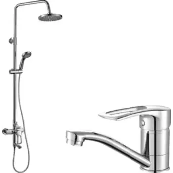 Комплект смесителей Rossinka Silvermix с верхним душем, хром (T40-22, T40-46)