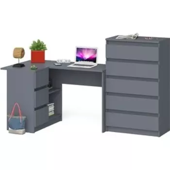 Комплект СВК Мори Стол компьютерный МС-16 левый + Комод МК700.5, цвет графит