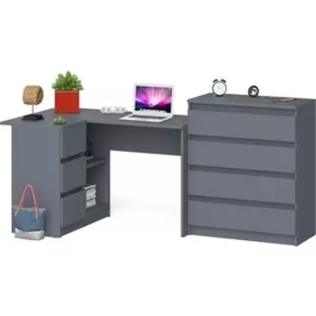 Комплект СВК Мори Стол компьютерный МС-16 левый + Комод МК800.4, цвет графит
