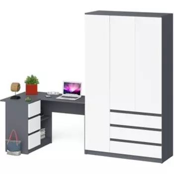 Комплект СВК Мори Стол компьютерный МС-16 левый + Шкаф МШ1200.1, цвет графит/белый