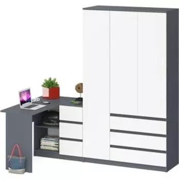 Комплект СВК Мори Стол компьютерный МС-16 правый + Шкаф МШ1200.1, цвет графит/белый