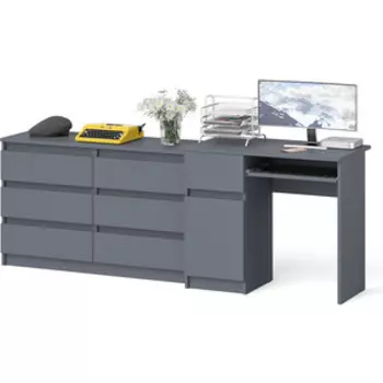Комплект СВК Мори Стол компьютерный МС-1 левый + Комод МК1200.6, цвет графит
