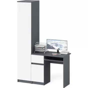 Комплект СВК Мори Стол компьютерный МС-1 левый + Пенал МШ400.1, цвет графит/белый,