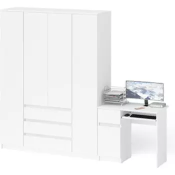 Комплект СВК Мори Стол компьютерный МС-1 левый + Шкаф МШ1600.1, цвет белый