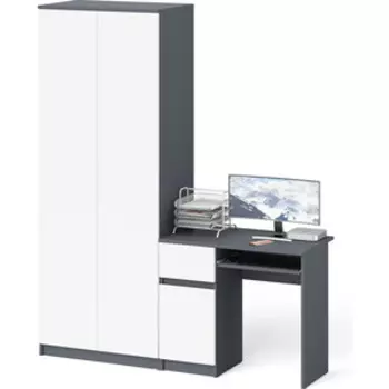 Комплект СВК Мори Стол компьютерный МС-1 левый + Шкаф МШ800.1, цвет графит/белый