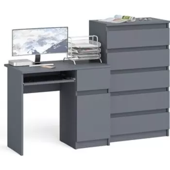 Комплект СВК Мори Стол компьютерный МС-1 правый + Комод МК700.5, цвет графит