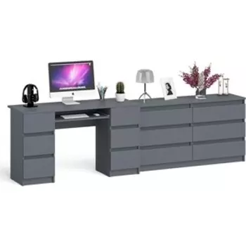 Комплект СВК Мори Стол компьютерный МС-2 + Комод МК1380.6, цвет графит