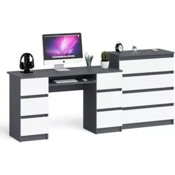 Комплект СВК Мори Стол компьютерный МС-2 + Комод МК800.4, цвет графит/белый
