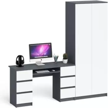 Комплект СВК Мори Стол компьютерный МС-2 + Шкаф МШ800.1, цвет графит/белый