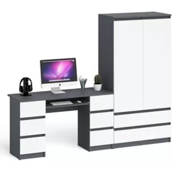 Комплект СВК Мори Стол компьютерный МС-2 + Шкаф МШ900.1, цвет графит/белый