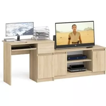 Комплект СВК Мори Стол компьютерный МС-1 правый + Тумба МТВ1200.1, цвет дуб сонома