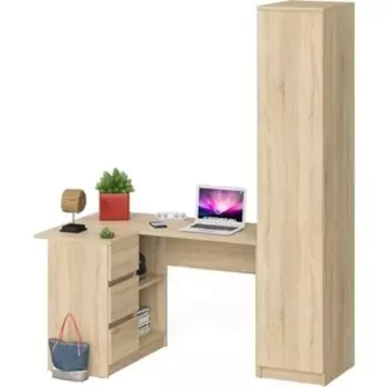 Комплект СВК Мори Стол компьютерный МС-16 левый + Пенал МШ400.1, цвет дуб сонома