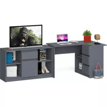 Комплект СВК Мори Стол компьютерный МС-16 правый + Тумба МТВ1204.1, цвет графит