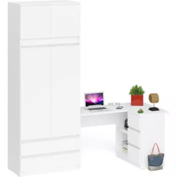 Комплект СВК Мори Стол компьютерный МС-16 правый + Шкаф МШ900.1 + Антресоль МА900.1, цвет белый