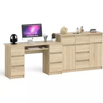 Комплект СВК Мори Стол компьютерный МС-2 + Комод МК1200.4, цвет дуб сонома