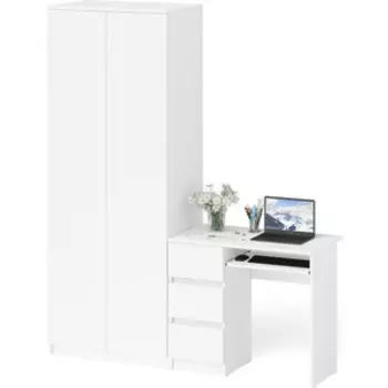 Комплект СВК Мори Стол компьютерный МС-6 левый + Шкаф МШ800.1, цвет белый
