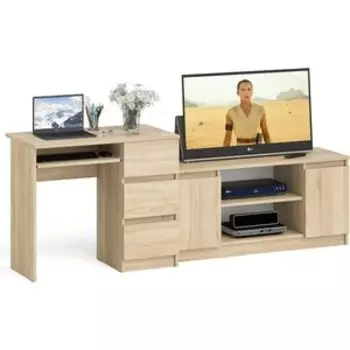 Комплект СВК Мори Стол компьютерный МС-6 правый + Тумба МТВ1200.1, цвет дуб сонома