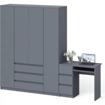 Комплект СВК Мори Стол компьютерный МС-6 левый + Шкаф МШ1600.1, цвет графит