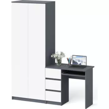 Комплект СВК Мори Стол компьютерный МС-6 левый + Шкаф МШ800.1, цвет графит/белый