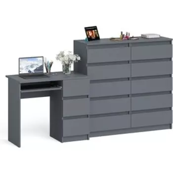 Комплект СВК Мори Стол компьютерный МС-6 правый + Комод МК1200.10, цвет графит