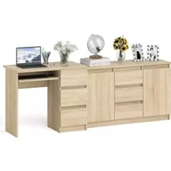 Комплект СВК Мори Стол компьютерный МС-6 правый + Комод МК1200.3, цвет дуб сонома