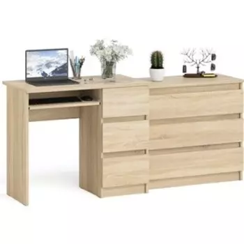 Комплект СВК Мори Стол компьютерный МС-6 правый + Комод МК800.1, цвет дуб сонома