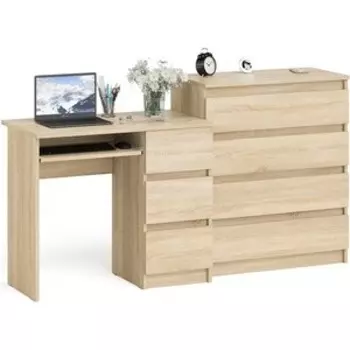 Комплект СВК Мори Стол компьютерный МС-6 правый + Комод МК800.4, цвет дуб сонома