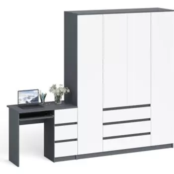 Комплект СВК Мори Стол компьютерный МС-6 правый + Шкаф МШ1600.1, цвет графит/белый