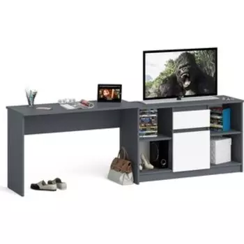 Комплект СВК Мори Стол письменный МСП1200.1 + Тумба МТВ1204.1, цвет графит/белый