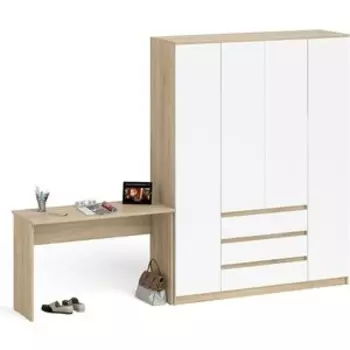 Комплект СВК Мори Стол письменный МСП1200.1 + Шкаф МШ1600.1, цвет дуб сонома/белый