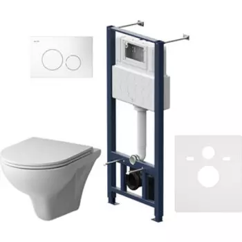 Комплект унитаза Am.Pm Gem FlashClean с сиденьем микролифт, белая клавиша (IS49001.901700)