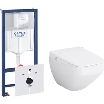 Комплект унитаза Am.Pm Inspire V2.0 TouchReel с инсталляцией Grohe, клавиша хром, крышка-биде микролифт (CCC50A1700SC, 38775001)