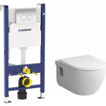 Комплект унитаза Am.Pm Like FlashClean с инсталляцией Geberit, клавиша хром, сиденье микролифт (C801701SC, 458.124.21.1)