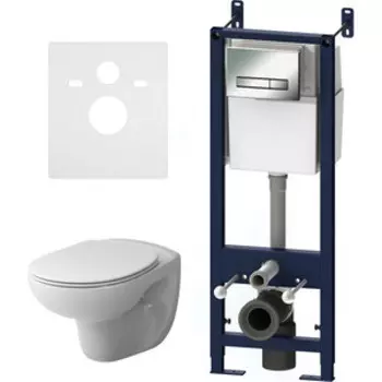 Комплект унитаза Am.Pm Sense с инсталляцией, клавишей и сиденьем микролифт (IS30251.741700)