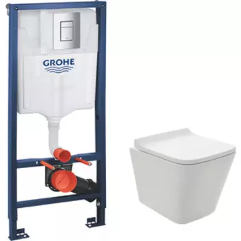 Комплект унитаза AQUAme Rimless c инсталляцией Grohe, сиденье микролифт (AQM2004, 38772001)