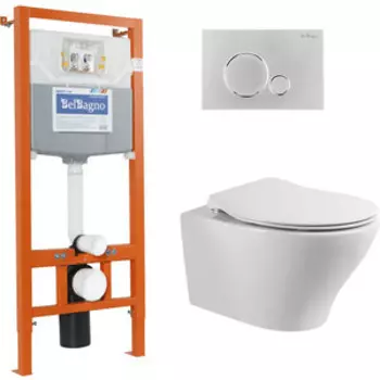 Комплект унитаза BelBagno Acqua с инсталляцией и сиденьем микролифт (BB340CHR, BB2020SC, BB001-120, BB015-SR-CHROME)